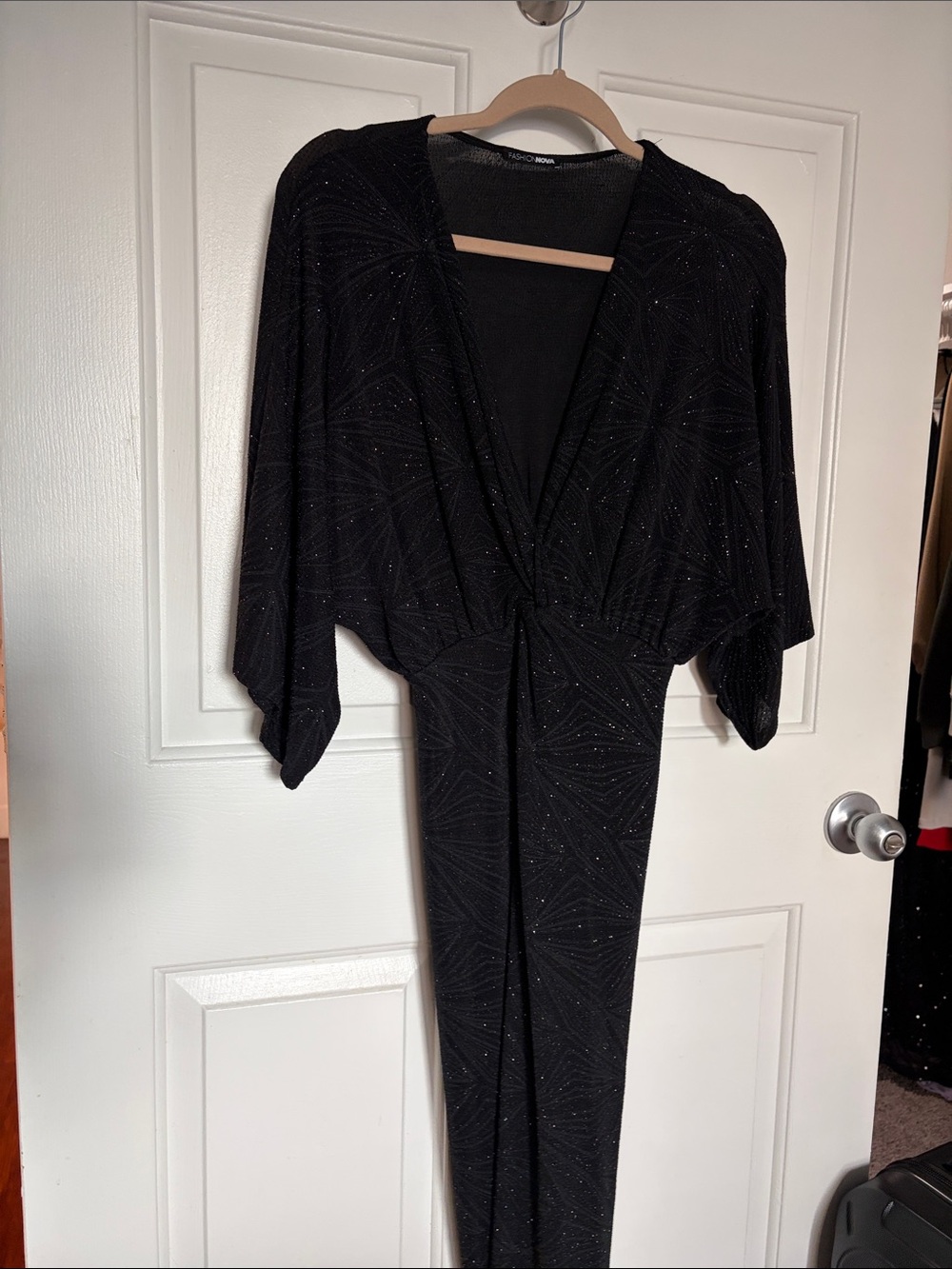 Fashion Nova Black Sparkle Midi Dress